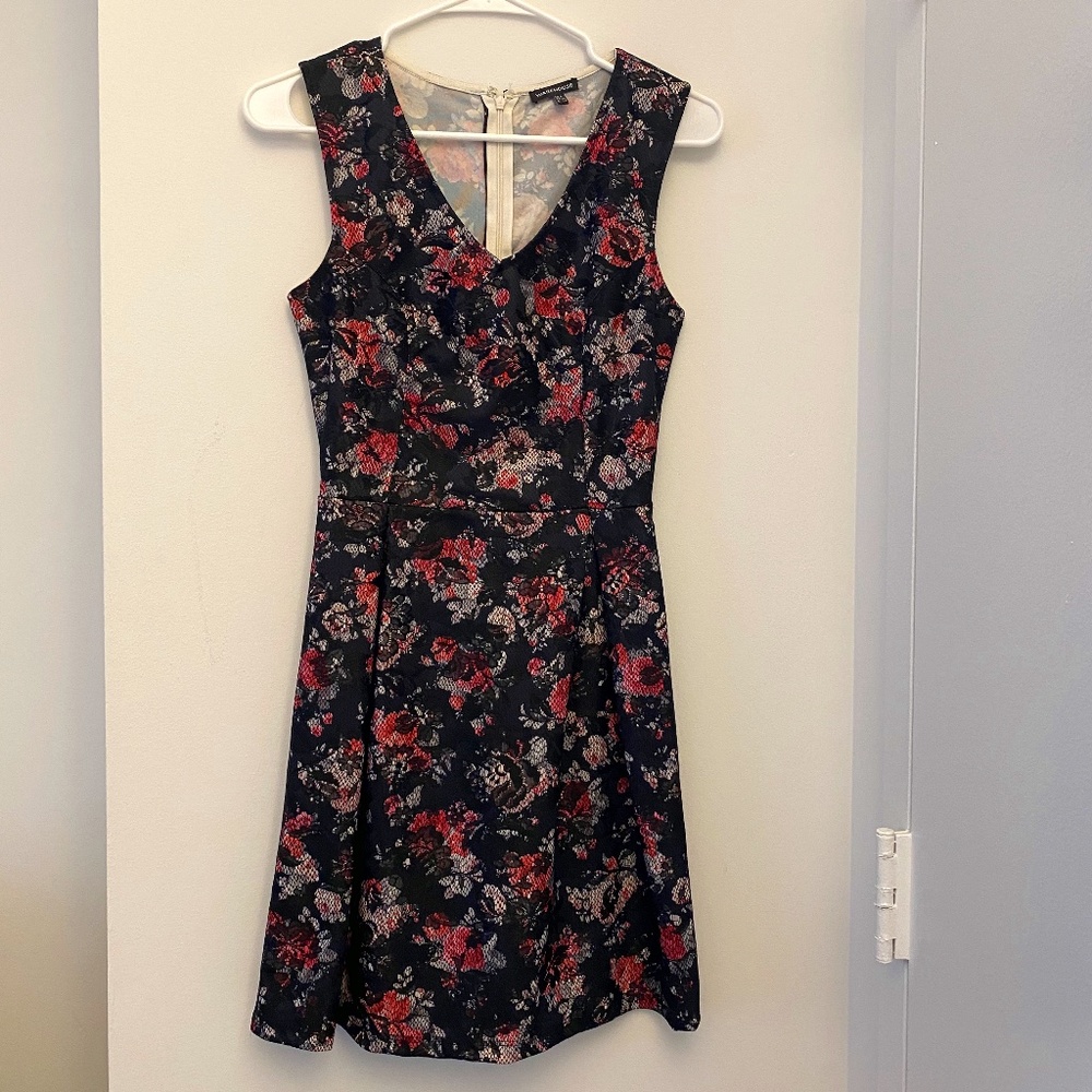 Warehouse skater mesh mini floral dress